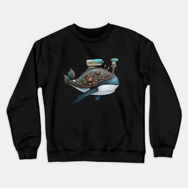 Whale Steampunk Crewneck Sweatshirt by JUMPCUT